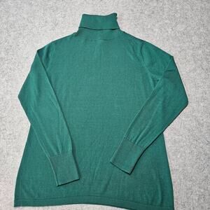 1901 Nordstrom Green Merino Wool Turtleneck Sweater Size Large L Flat Knit